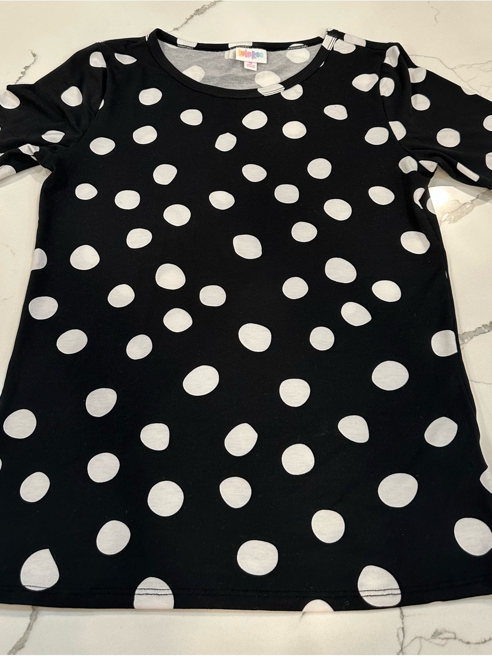 LuLaRoe Black Top with White Polka Dots